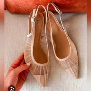 Elegant Beige Mesh Slingback Heels
